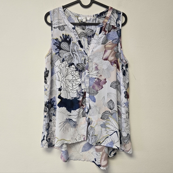 Spense Floral Sleeveless Button Down Top M - Picture 5 of 5